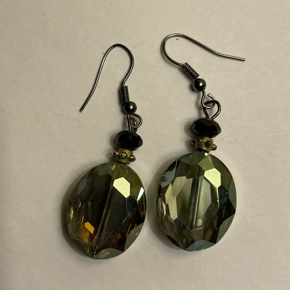 Vintage dangle earrings with faceted teardrop faux citrine stones! 🌿 - Picture 6 of 9